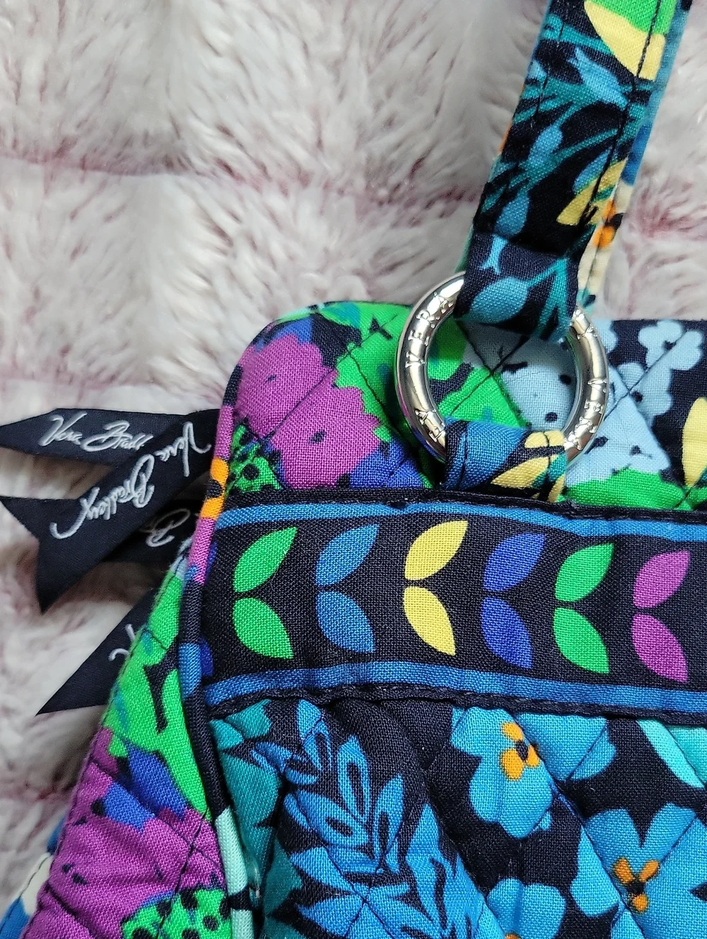 Vera Bradley Whitney Midnight Blues Floral Quilted Shoulder Bag Satchel Retired